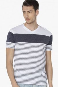 Bossini Striped Colorclocked Vneck tshirt
