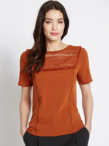 Marks & Spencer Women Rust Brown Lace Top