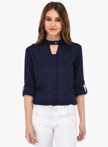 Purys Navy Blue Solid Shirt