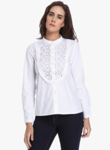 Vero Moda White Solid Shirt