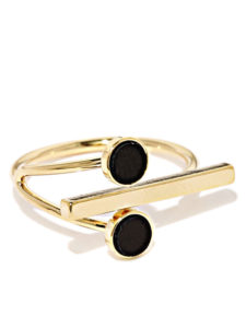Tipsyfly Gold-Toned & Black Cross-Shaped Bar Ring